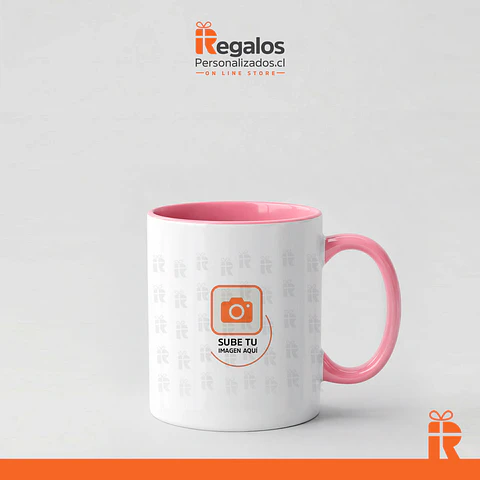 Tazón clásico interior y asa rosa, personalizado