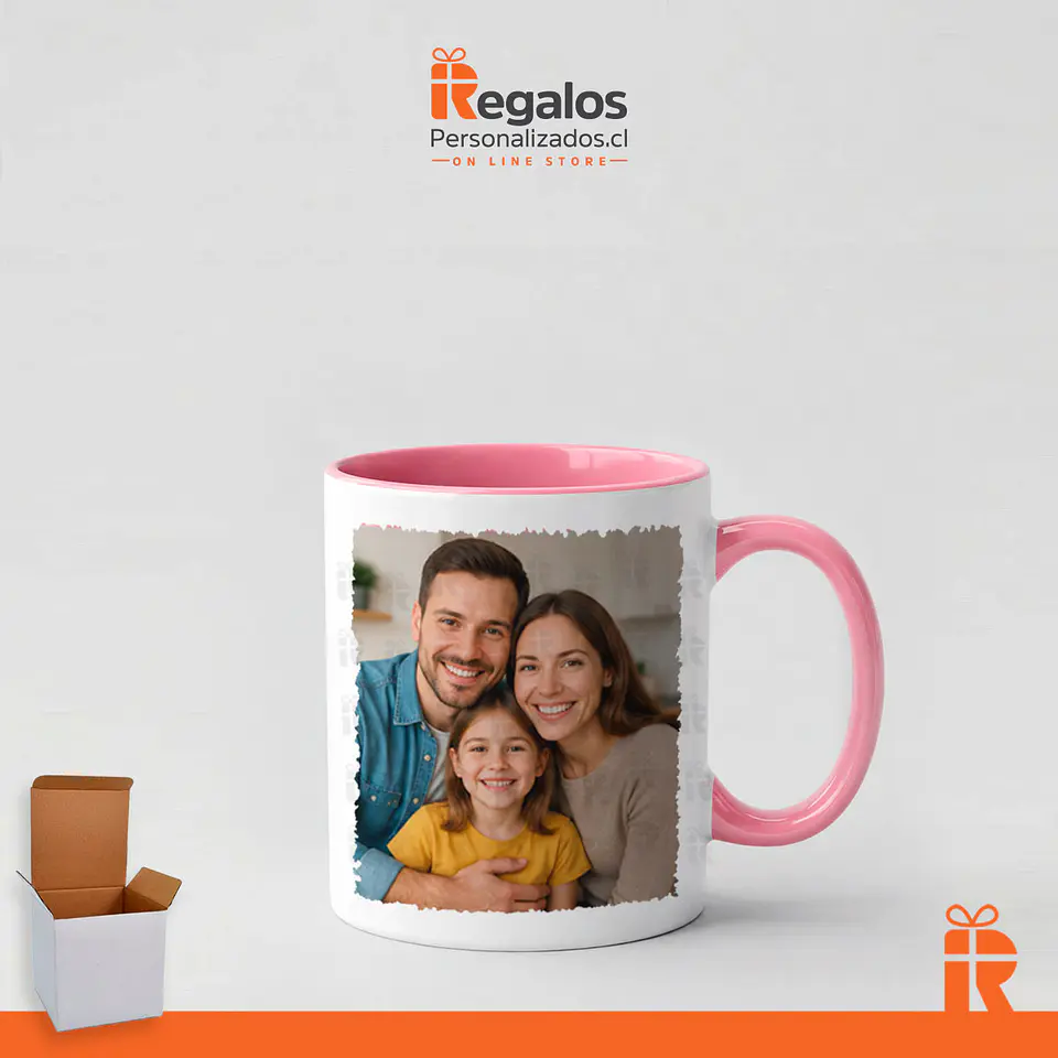 Tazón clásico interior y asa rosa, personalizado 2