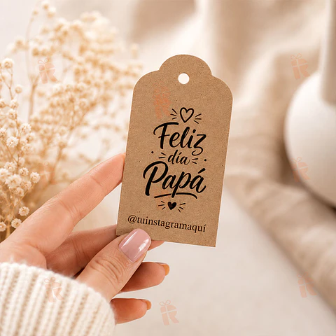 Tags Kraft  Día del Papá | Personalizados con Instagram o Nombre de Empresa, compra mínima 50 unidades