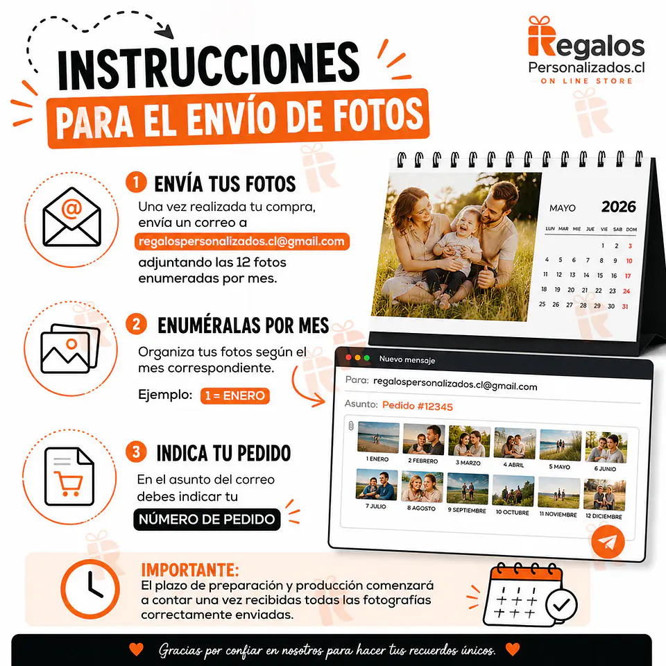 Calendario de Escritorio Personalizado con Fotos | Elige el Mes de Inicio 2