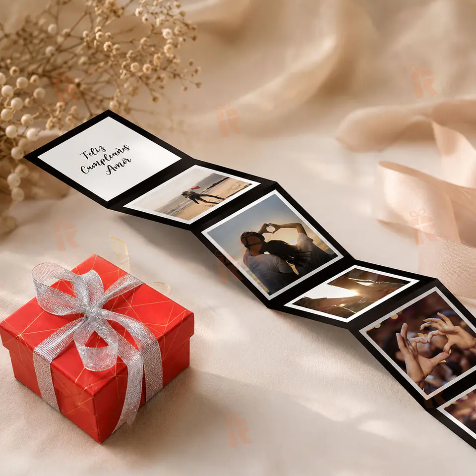 Caja de Fotos Tipo Acordeón Personalizada | 11 Fotos + Mensaje 3