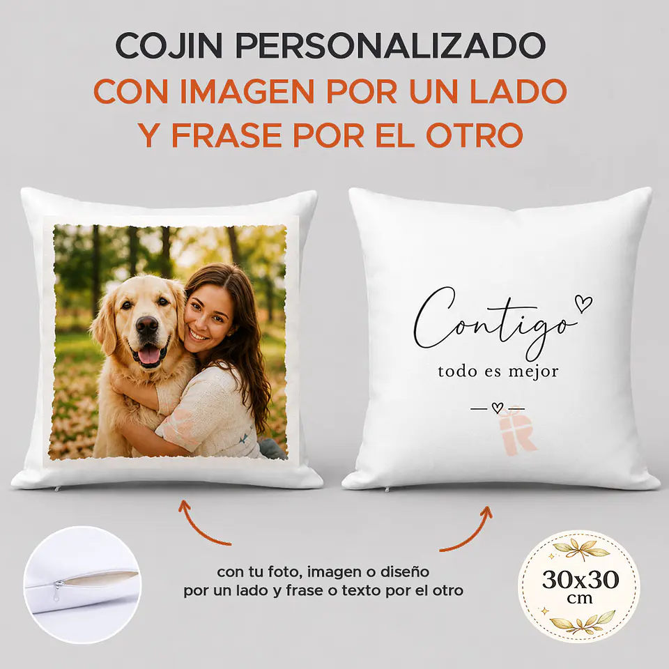 Cojín Personalizado por ambos Lados | CON IMAGEN Y FRASE 2