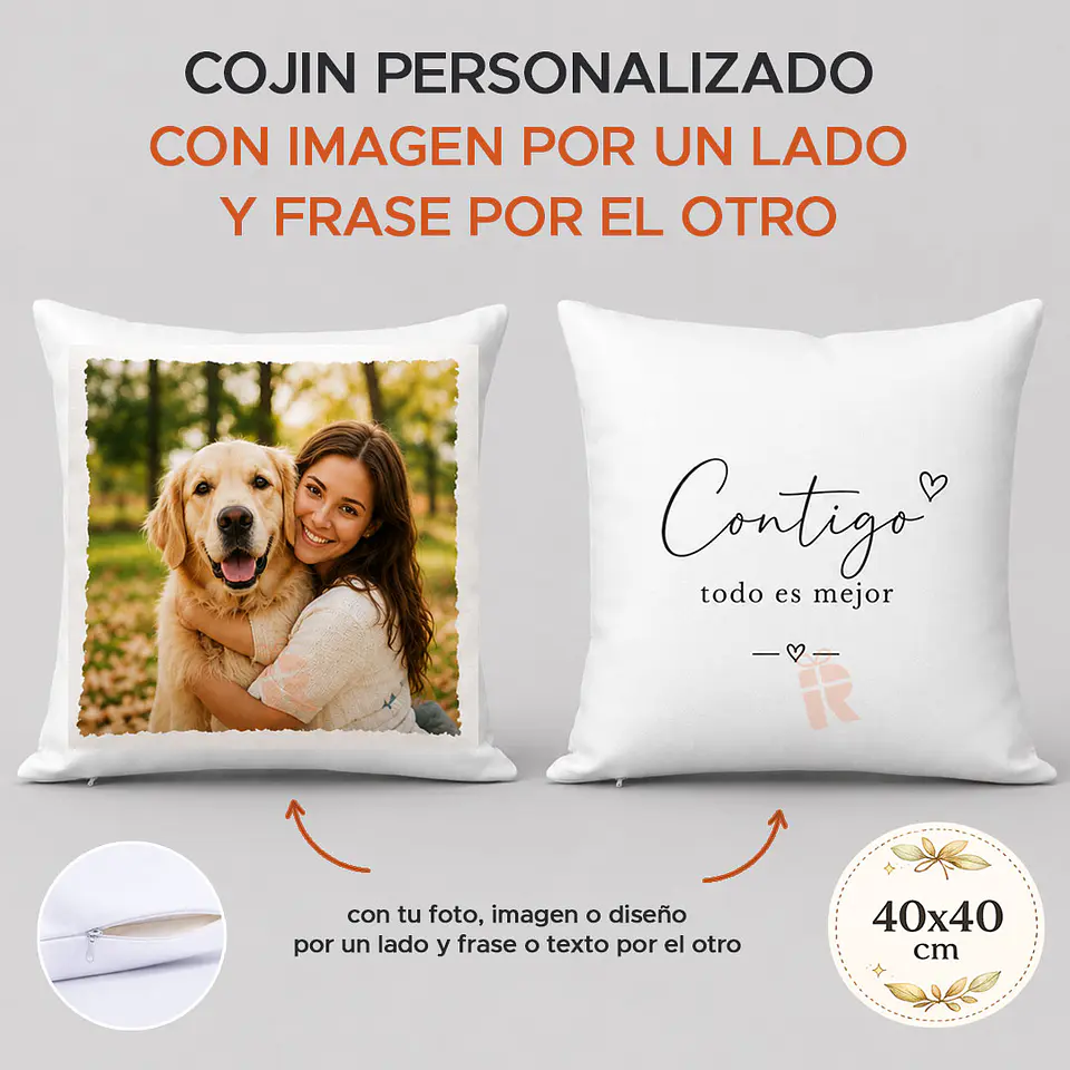 Cojín Personalizado por ambos Lados | CON IMAGEN Y FRASE 3
