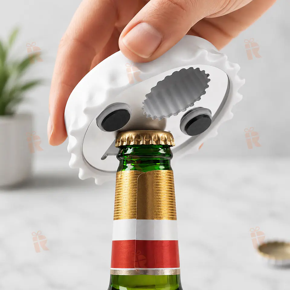 Destapador magnético blanco tapa botella personalizado 2