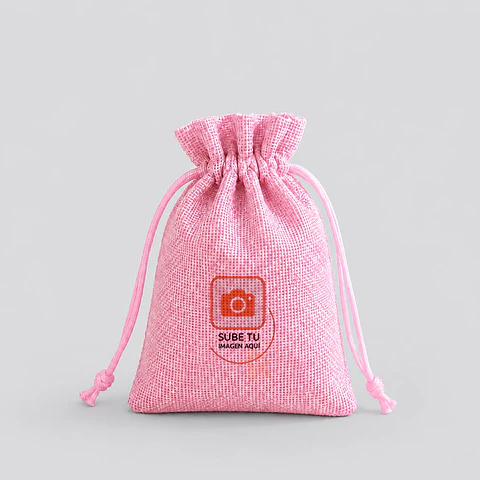 Saco de Arpillera Rosa Personalizado 13x18 cm 
