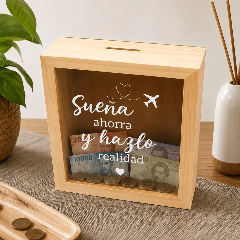 Alcancía de Madera | Personalizada con frase 3