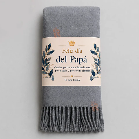 Maxi Bufanda Gris con Etiqueta Personalizada  | Especial  Papá