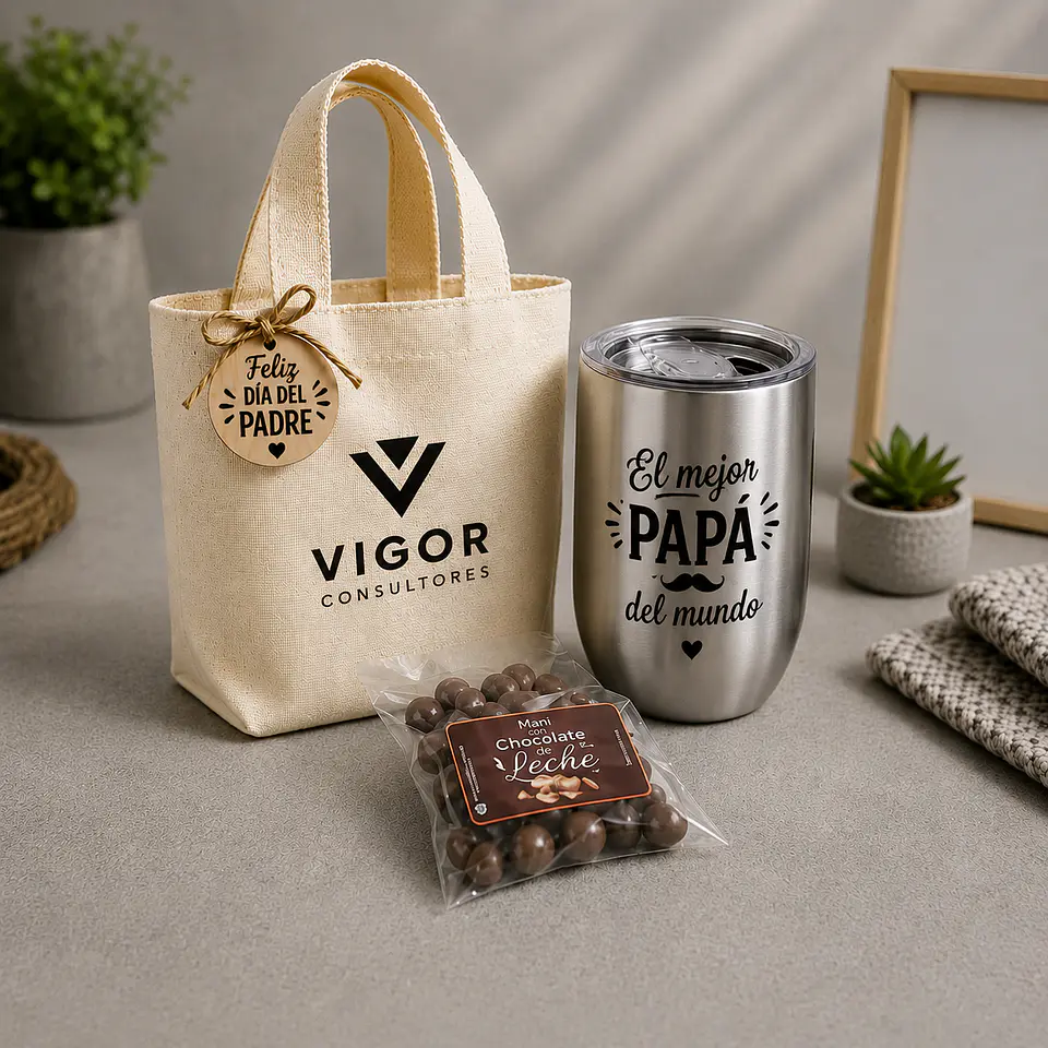 Pack Regalo Personalizado Día del Padre | Vaso Térmico, Bolsa y Chocolates 2