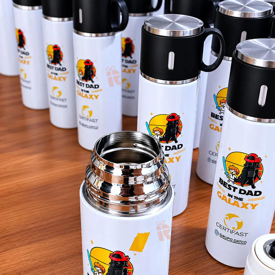 Termo con Taza Integrada 500cc | Personalizado con imagen y/o frase 3