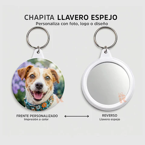 Chapita Llavero Espejo | Personalizada con Foto, Logo o Diseño