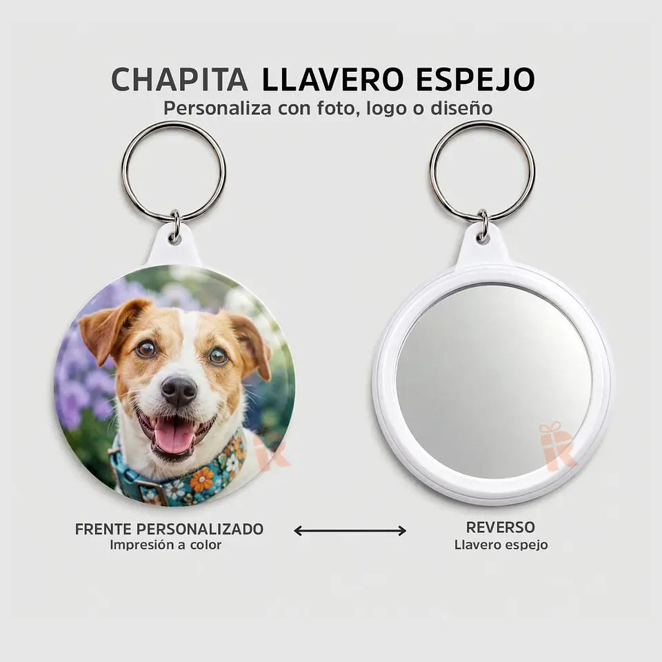 Chapita Llavero Espejo | Personalizada con Foto, Logo o Diseño 1