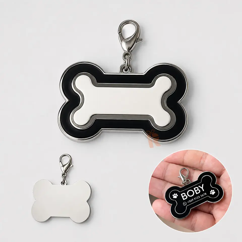 Placa identificadora para mascotas personalizada | Nombre y teléfono 3