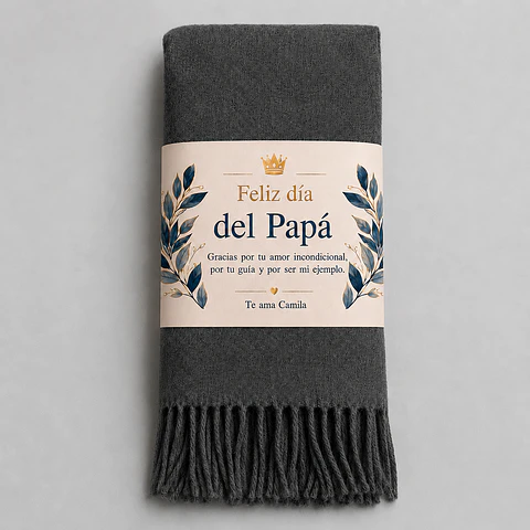 Maxi Bufanda Gris con Etiqueta Personalizada  | Especial  Papá
