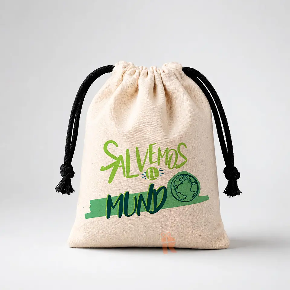 Saco crea cruda algodón, cordones negros | Estampado personalizado 2