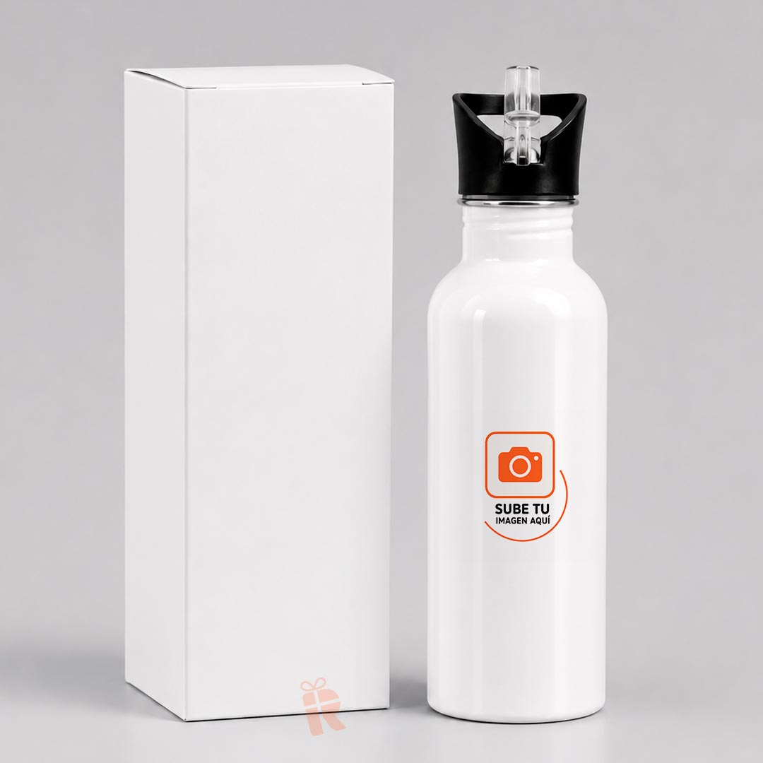 Botella acero inoxidable tapa bombilla 600cc | Personalizada con imagen, foto o frase