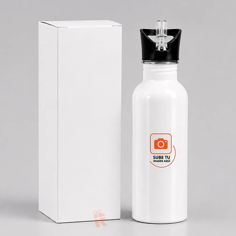 Botella acero inoxidable tapa bombilla 600cc | Personalizada con imagen, foto o frase