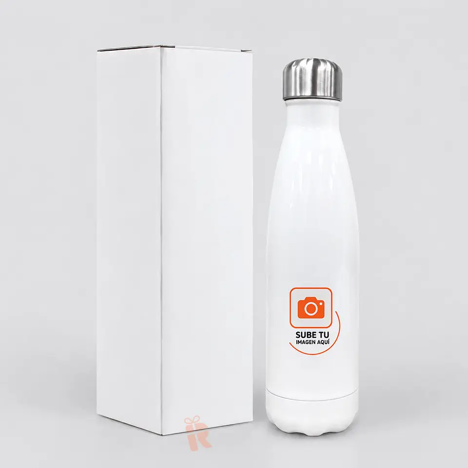Botella térmica blanca tapa rosca 500cc | Personalizada con imagen, foto o frase 1