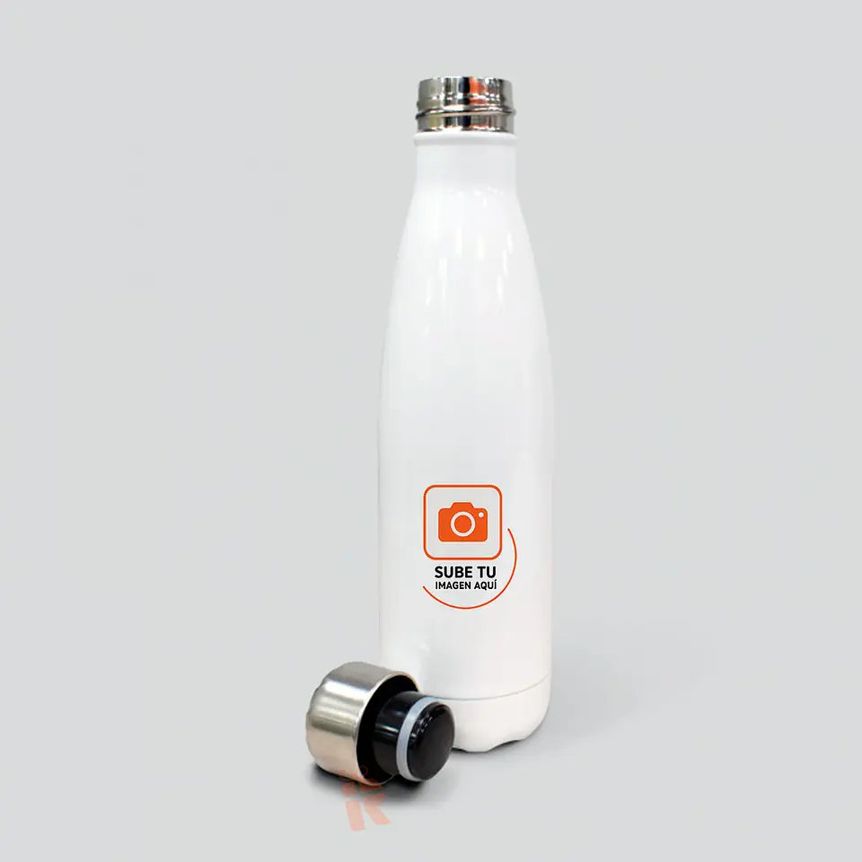 Botella térmica blanca tapa rosca 500cc | Personalizada con imagen, foto o frase 2
