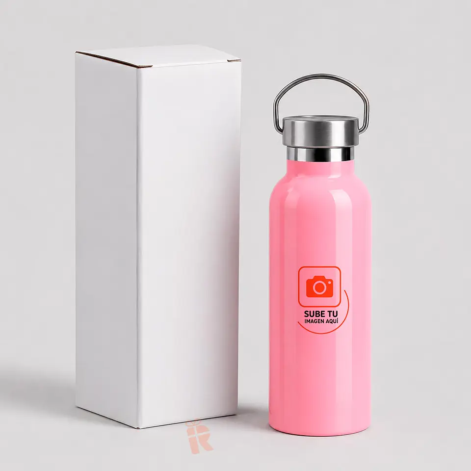 Botella térmica rosa tapa rosca 750cc | Personalizada con frase, logo o diseño 1