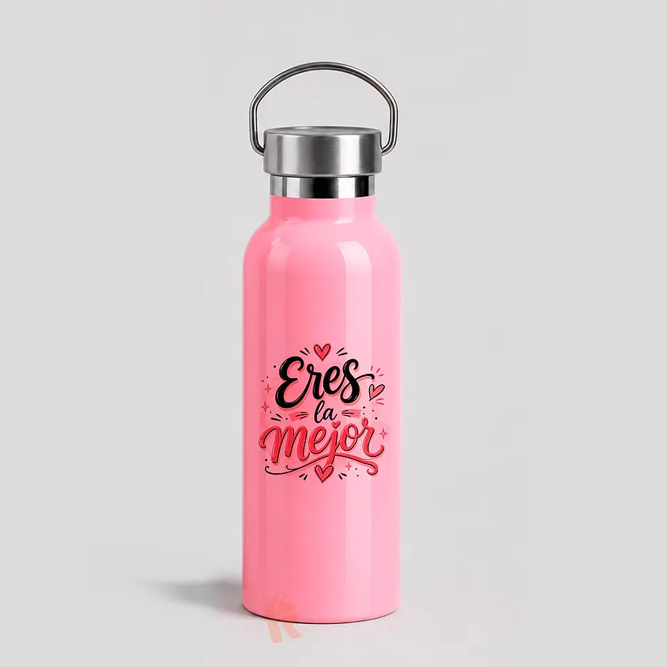 Botella térmica rosa tapa rosca 750cc | Personalizada con frase, logo o diseño 2