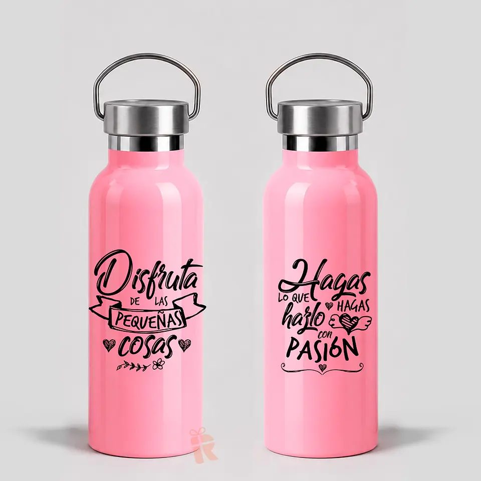 Botella térmica rosa tapa rosca 750cc | Personalizada con frase, logo o diseño 3