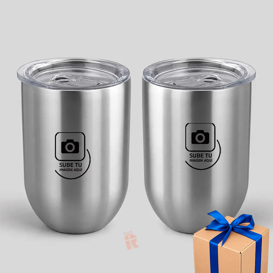 Mug vaso térmico plateado 300cc | Personalizado con frase, logo o imagen en negro 6