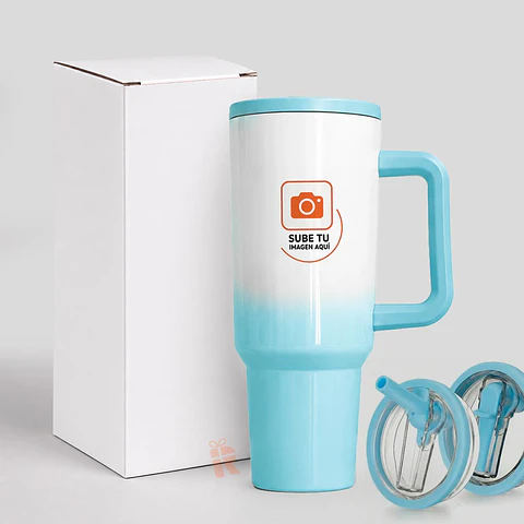 Térmico tumbler bicolor 1200cc tapa antivuelco | Personalizado con imagen, frase, logo