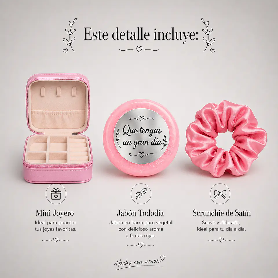 Pack joyero, jabón y scrunchie  | Personalizado 2