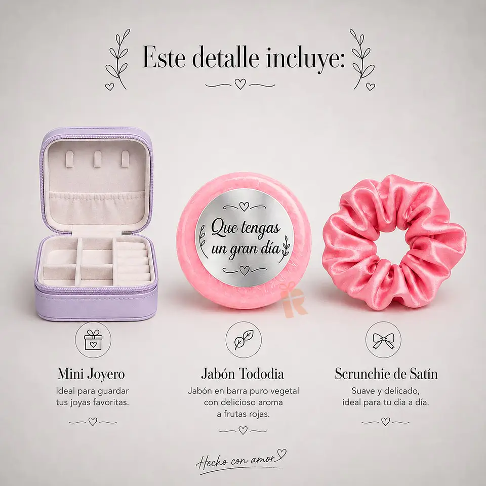 Pack joyero, jabón y scrunchie  | Personalizado 3