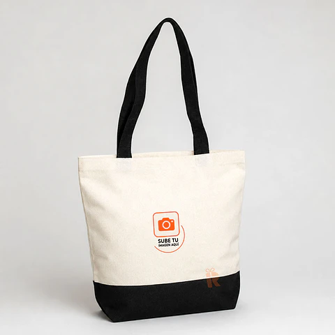 Bolsa crea algodon fuelle negro | Personalizada con imagen, logo o frase