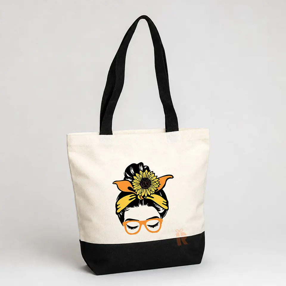Bolsa crea algodon fuelle negro | Personalizada con imagen, logo o frase 3