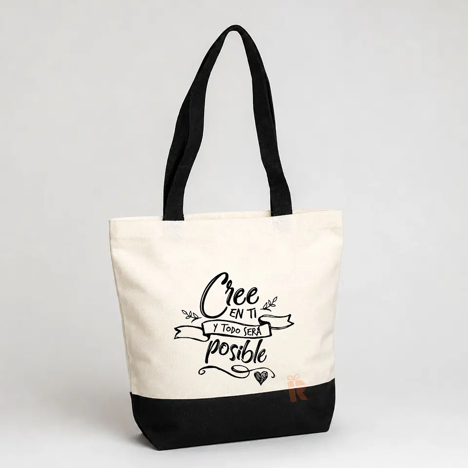 Bolsa crea algodon fuelle negro | Personalizada con imagen, logo o frase 4