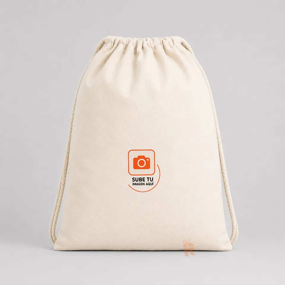 Mochila tipo morral algodón natural | Personalizada con imagen, logo o frase 1