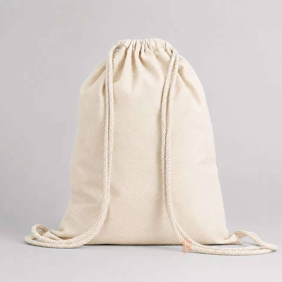 Mochila tipo morral algodón natural | Personalizada con imagen, logo o frase 2