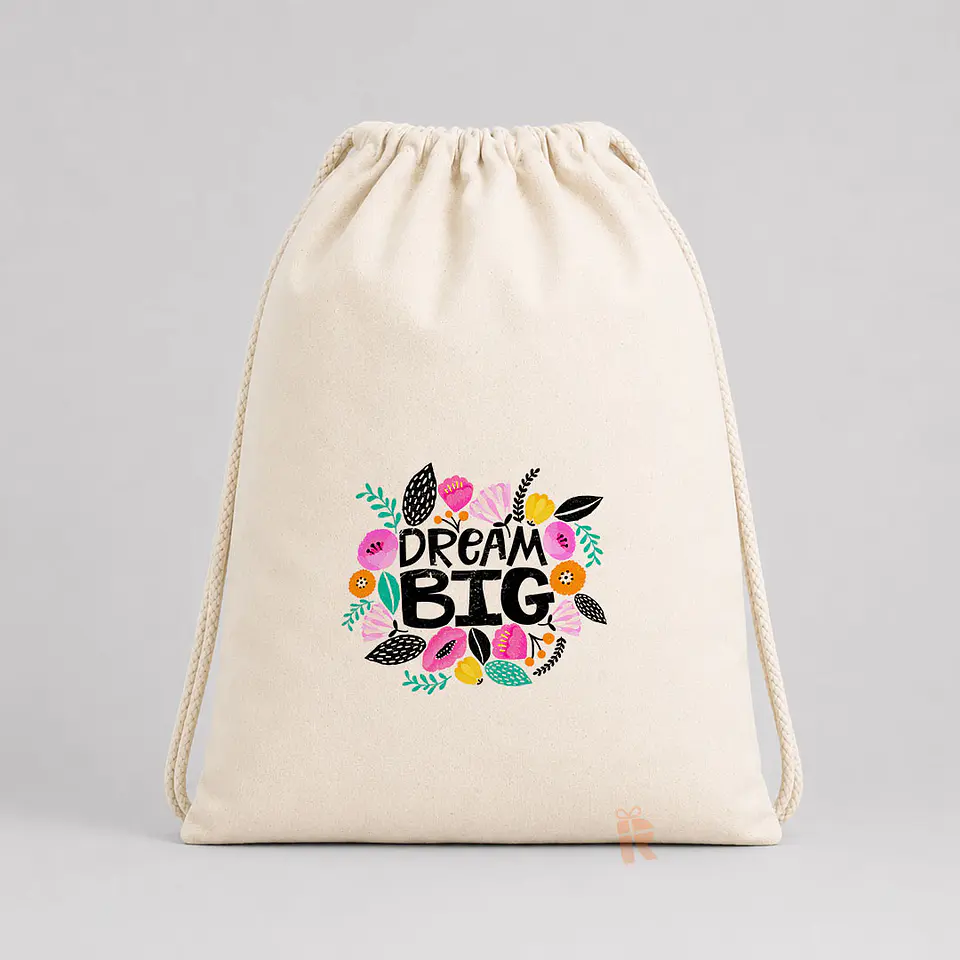 Mochila tipo morral algodón natural | Personalizada con imagen, logo o frase 3