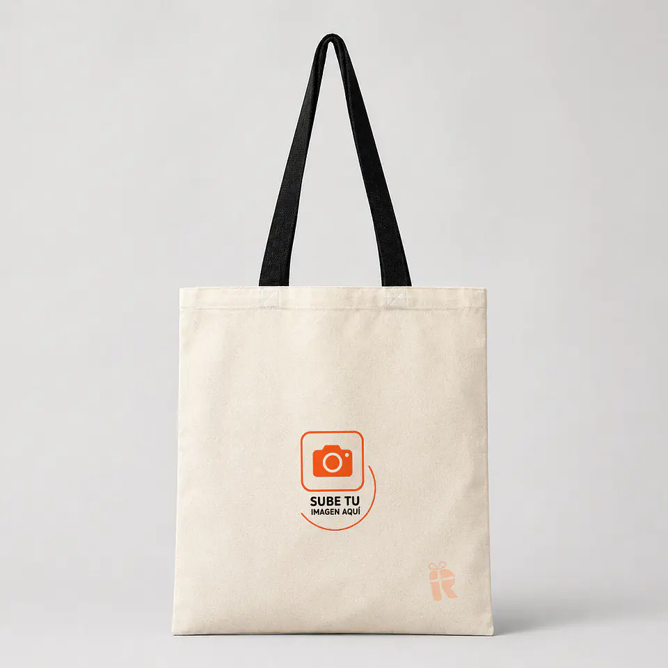 Bolsa crea algodon manilla negra | Personalizada con imagen, logo o frase 1
