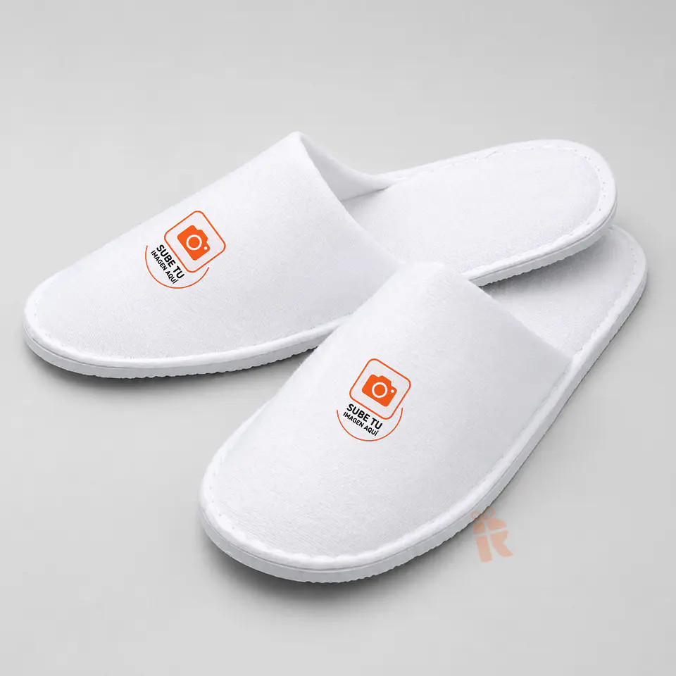 Pantuflas simples blancas talla unica | Personalizadas con imagen, foto, frase 1