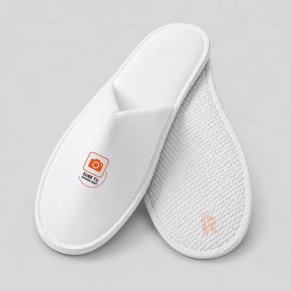 Pantuflas simples blancas talla unica | Personalizadas con imagen, foto, frase 2