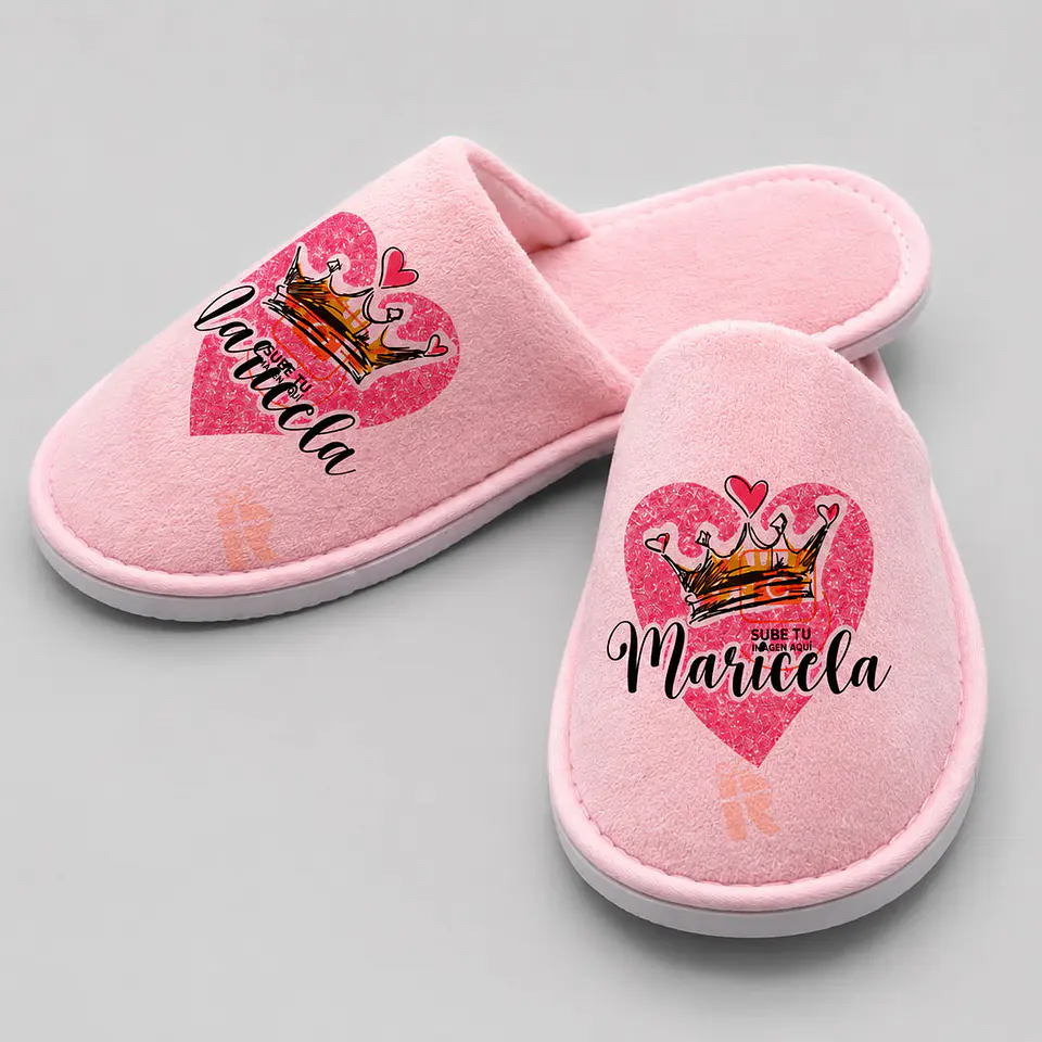 Pantuflas simples rosadas talla unica | Personalizadas con imagen, diseño o frase 3