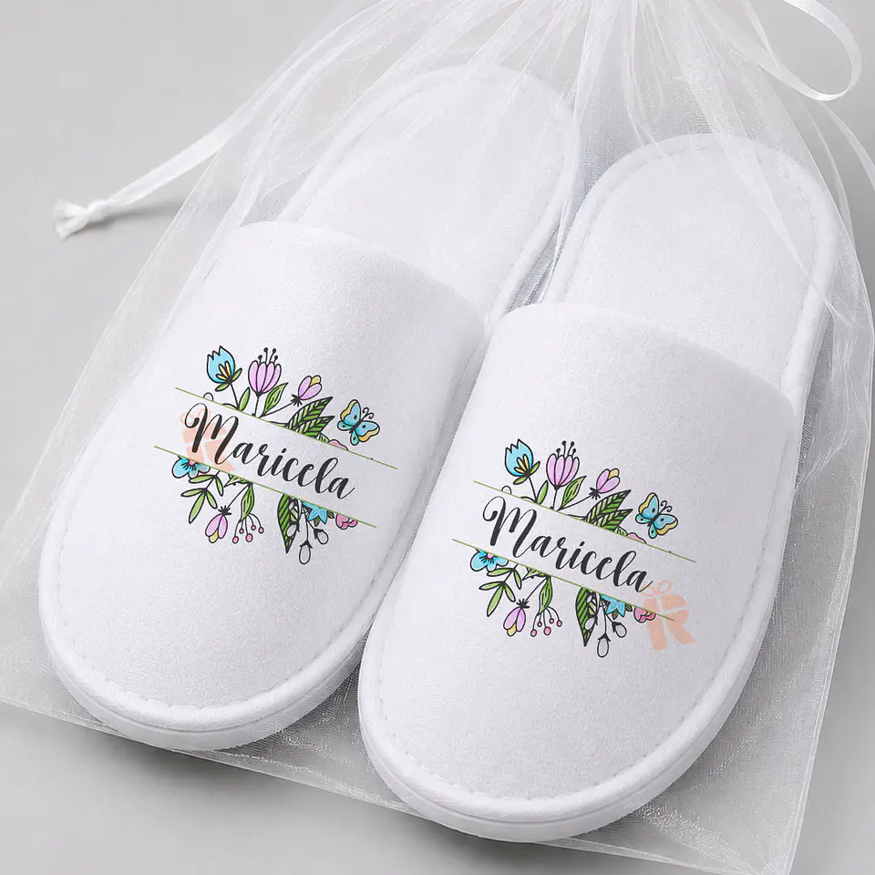 Pantuflas simples blancas talla unica | Personalizadas con imagen, foto, frase 4