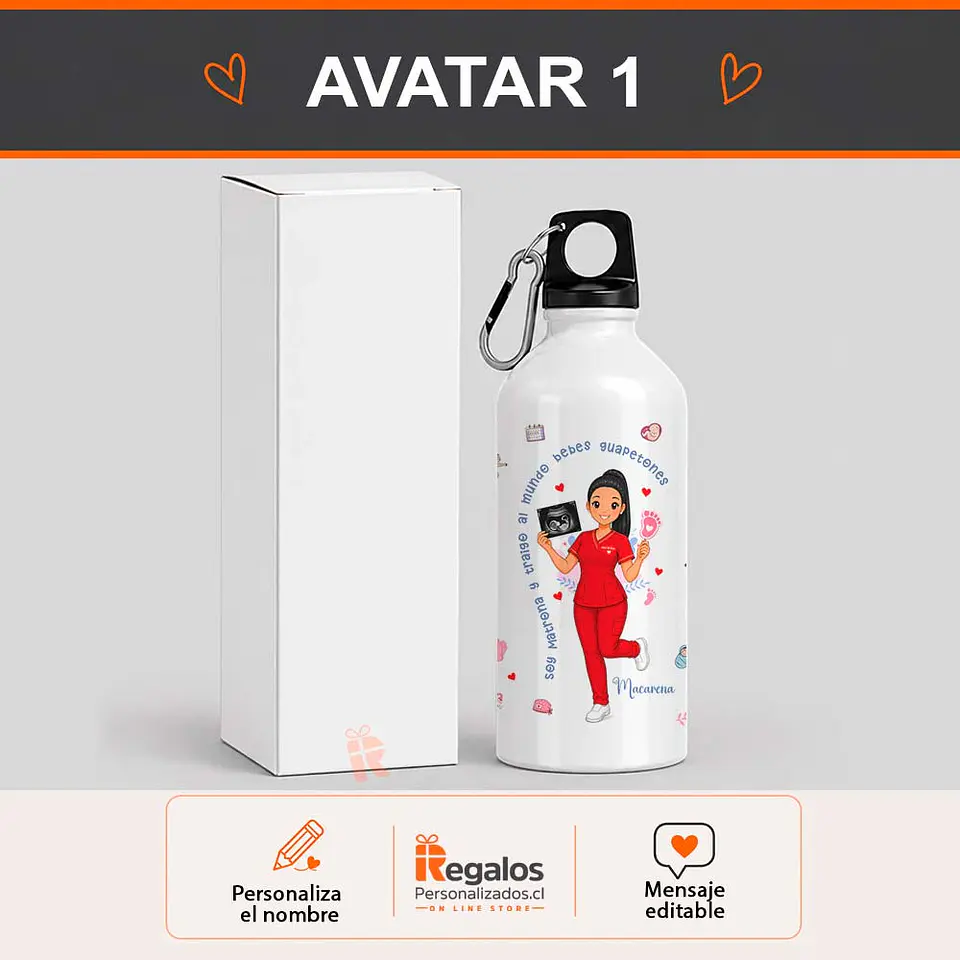 Botella de agua personalizada con diseño  Matrona  2