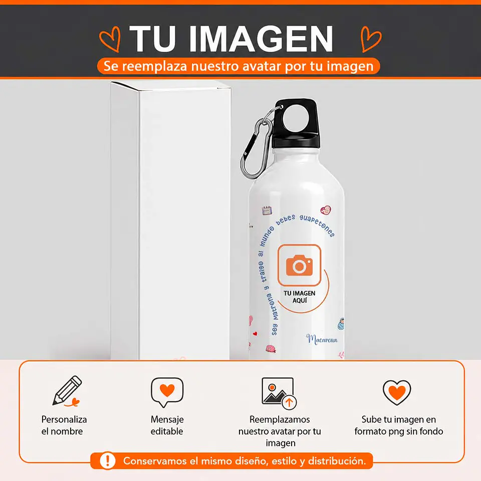 Botella de agua personalizada con diseño  Matrona  4