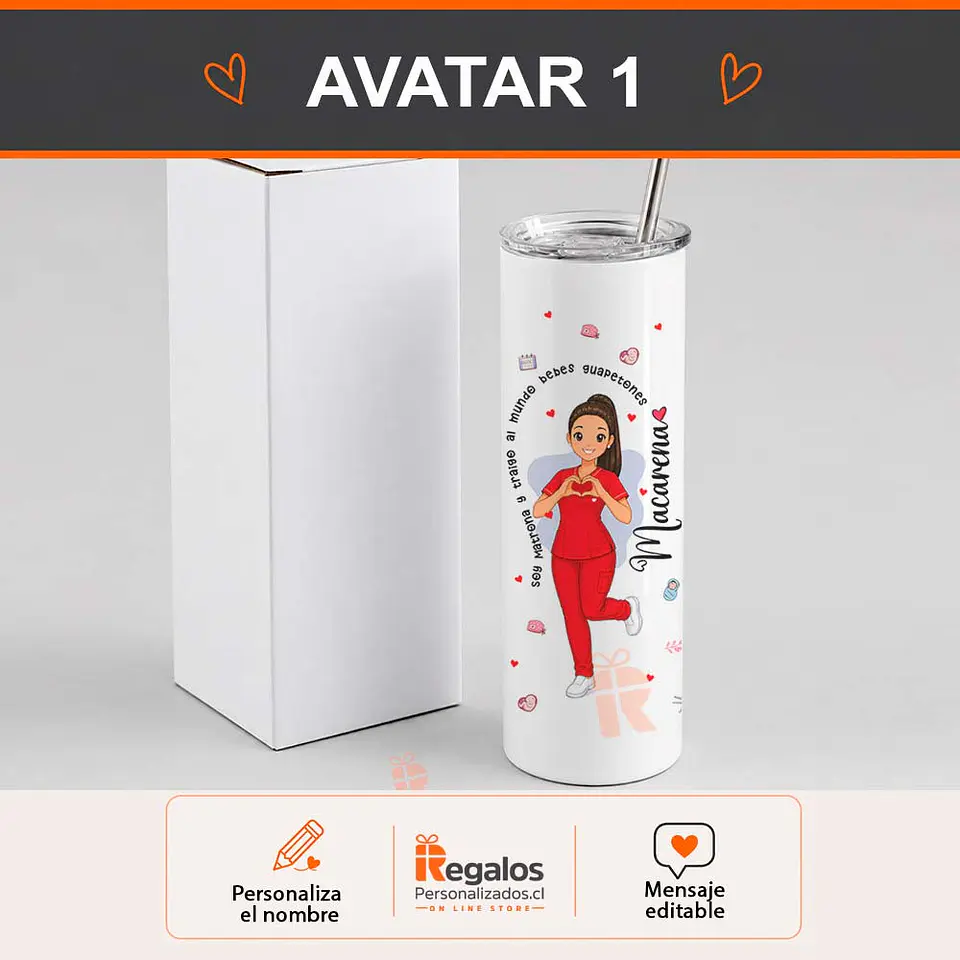 Vaso térmico tumbler skinny diseño Matrona 2