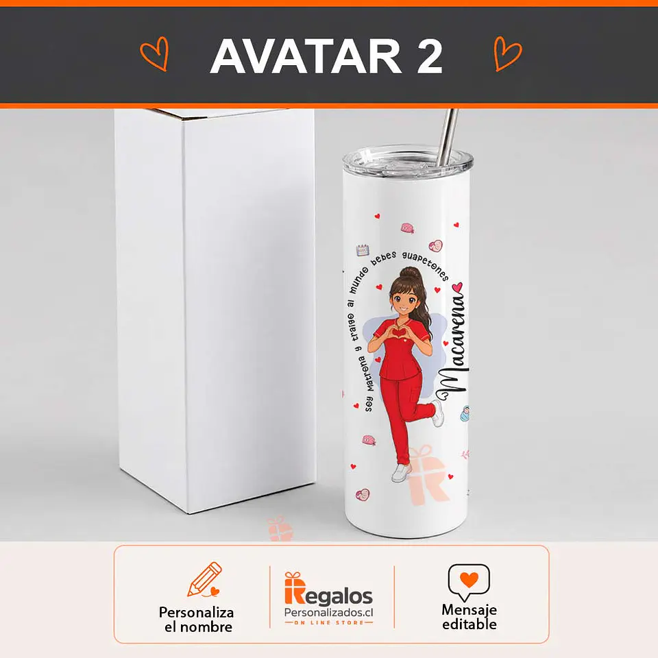 Vaso térmico tumbler skinny diseño Matrona 3