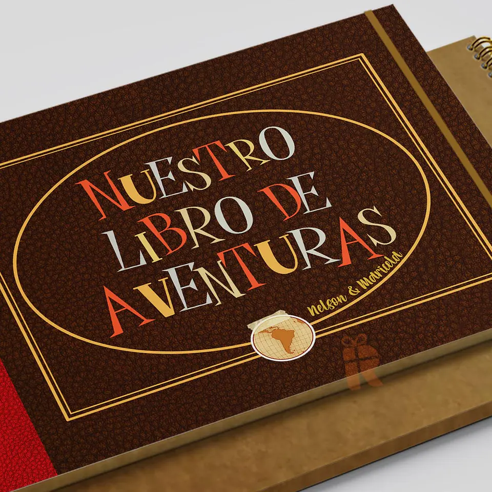 Álbum hojas cartón kraft para pegar fotos | Diseño Libro de aventuras titulo editable 3