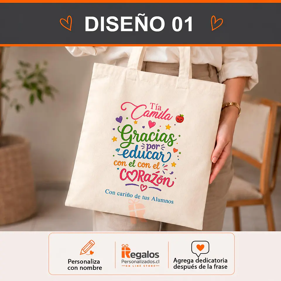 Bolsa crea algodón diseño frases Educadora 2