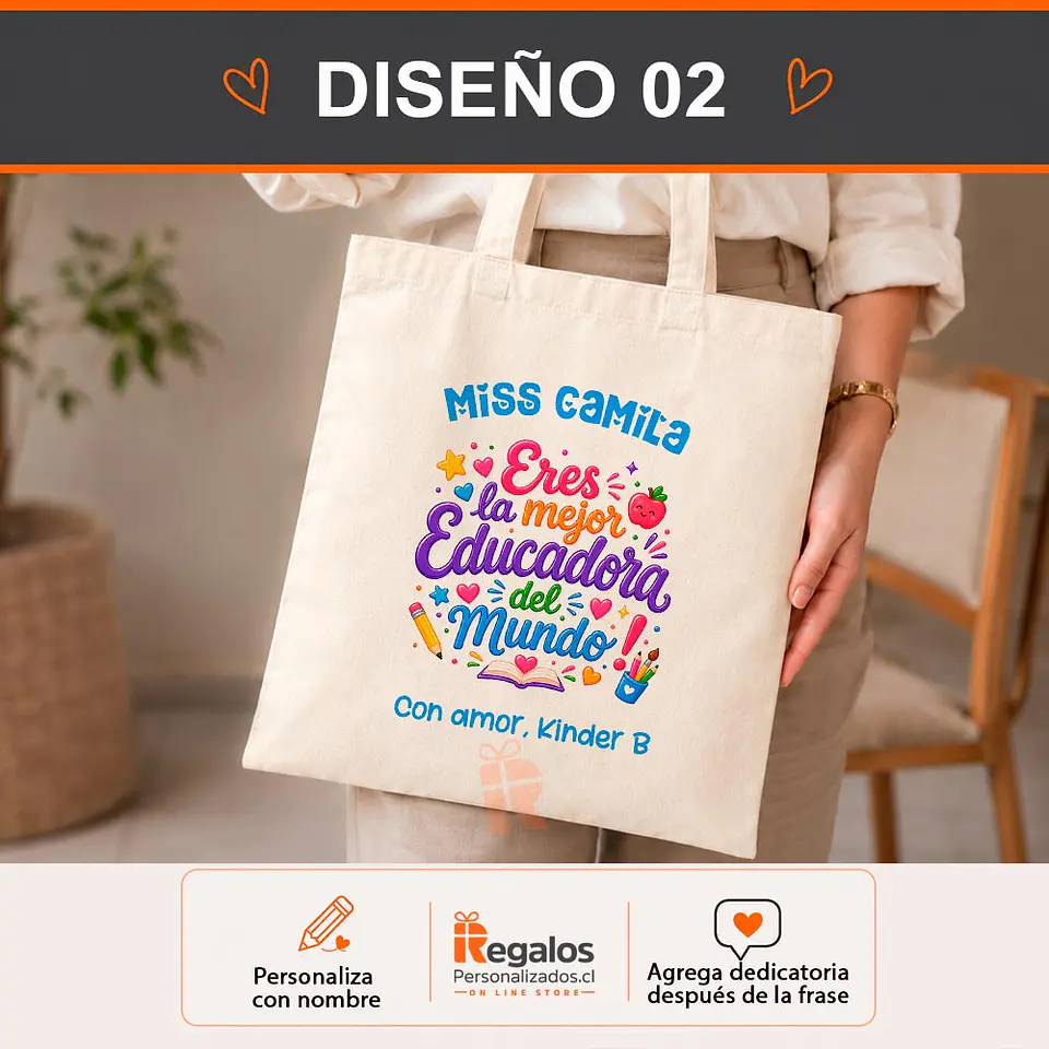 Bolsa crea algodón diseño frases Educadora 3