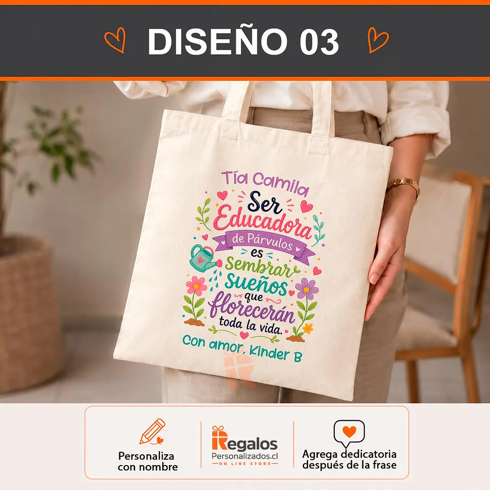 Bolsa crea algodón diseño frases Educadora 4