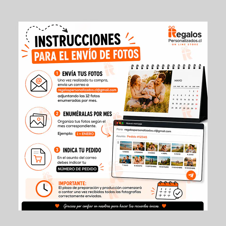 Calendario de Escritorio 10x15cm, Personalizado con Fotos | Elige el Mes de Inicio 3