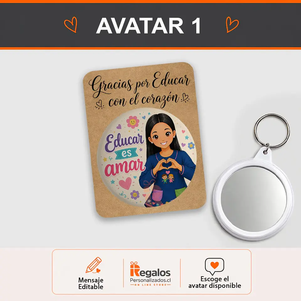 Llavero espejo diseño Técnico Ed. Parvularia 2